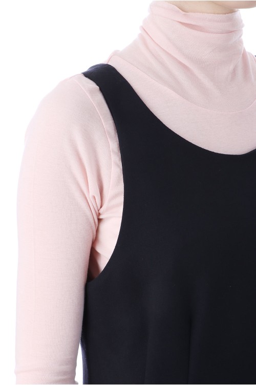 TENSE WOOL DOUBLE CLOTH SLEEVELESS DRESS - DARK NAVY (A25AD04WP