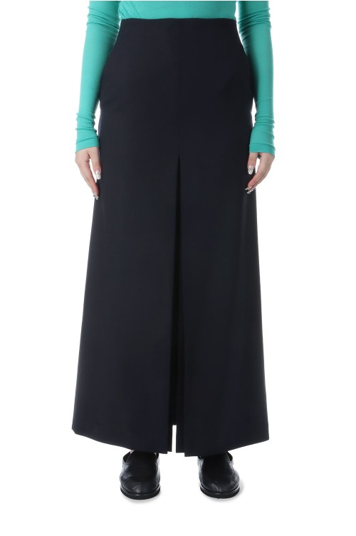 TENSE WOOL DOUBLE CLOTH SLIT SKIRT - DARK NAVY (A25AS02WP