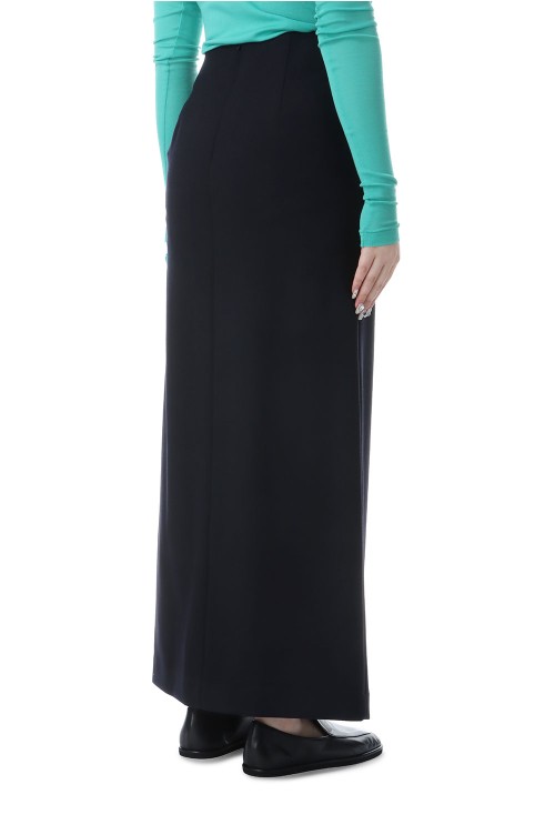 TENSE WOOL DOUBLE CLOTH SLIT SKIRT - DARK NAVY (A25AS02WP