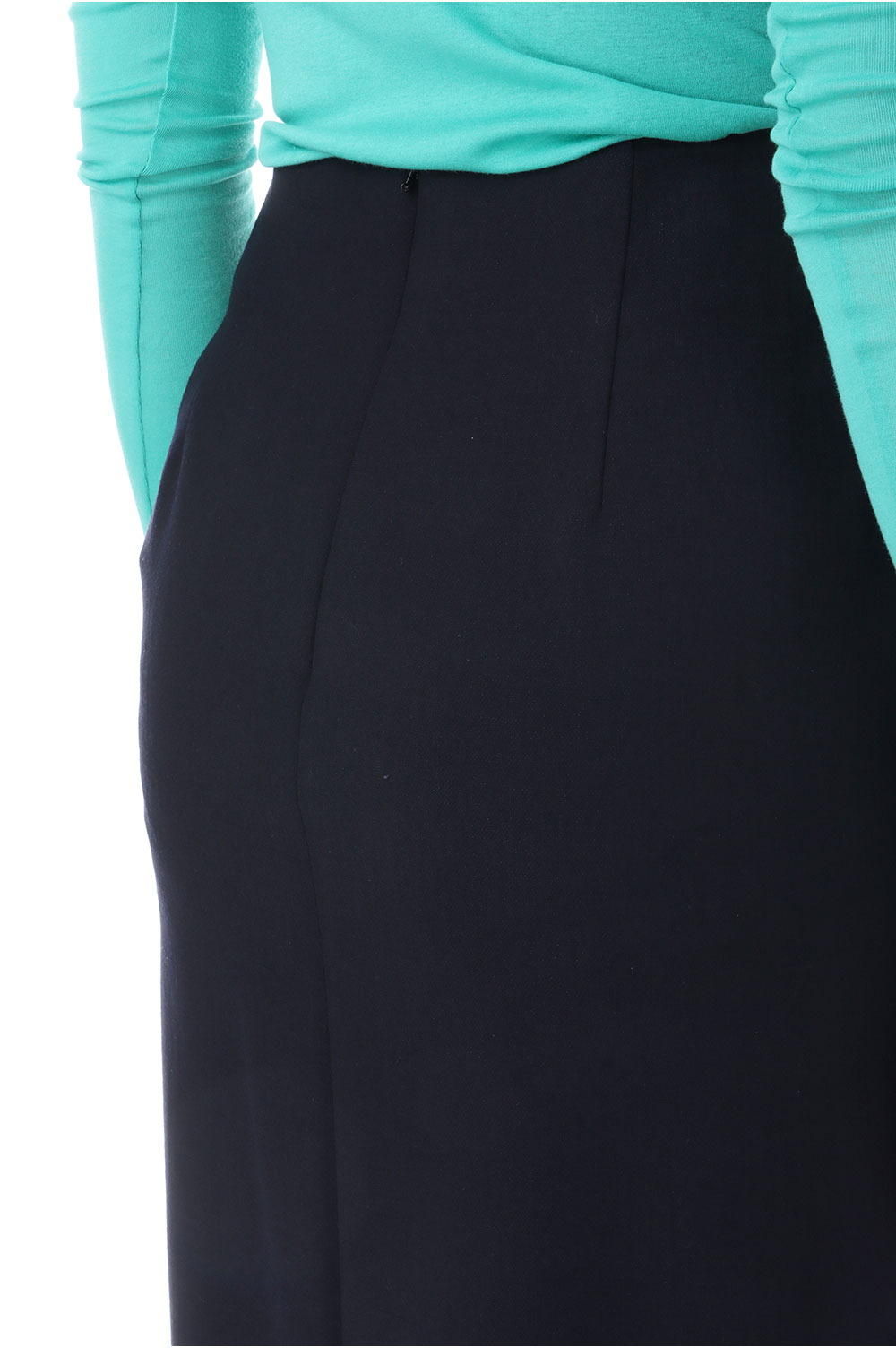 TENSE WOOL DOUBLE CLOTH SLIT SKIRT - DARK NAVY (A25AS02WP