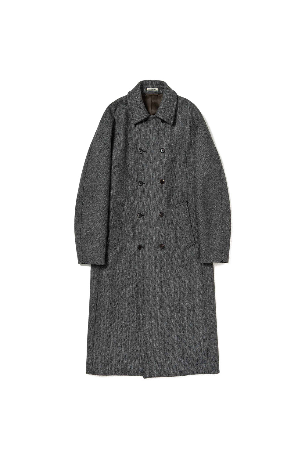 SHETLAND WOOL DOUBLE CLOTH COAT - GRAY HERRINGBONE (A25AC03HD