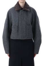 SHETLAND WOOL DOUBLE CLOTH COAT - GRAY HERRINGBONE (A25AC03HD