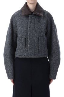 SHETLAND WOOL DOUBLE CLOTH BLOUSON - GRAY HERRINGBONE (A25AB04HD)