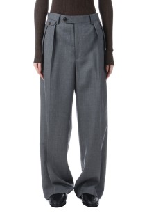 BLUEFACED WOOL TWO-TUCK SLACKS - GRAY STRIPE (A25AP05BS)