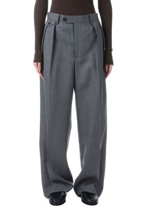 BLUEFACED WOOL TWO-TUCK SLACKS - GRAY STRIPE (A25AP05BS)