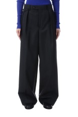 BLUEFACED WOOL TWO-TUCK SLACKS - CHARCOAL NAVY STRIPE (A25AP05BS)