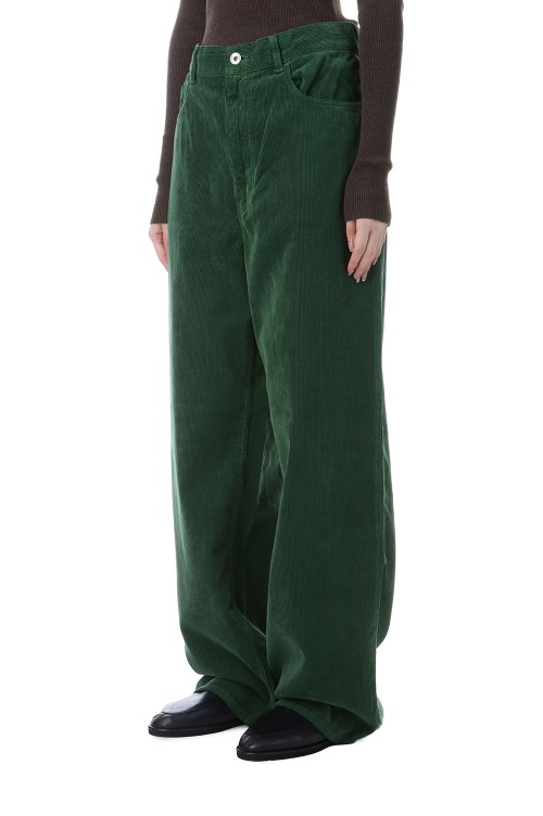 PIGMENT DYED FINX CORDUROY WIDE 5P PANTS - FOREST GREEN (A25AP04FC