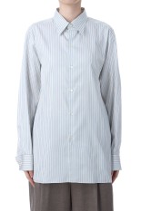 COTTON SILK STRIPE DOUBLE-CUFF SHIRT - WHITE STRIPE (A25AS04CS)