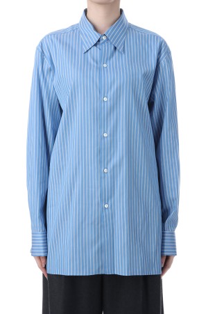 COTTON SILK STRIPE DOUBLE-CUFF SHIRT - BLUE STRIPE (A25AS04CS)