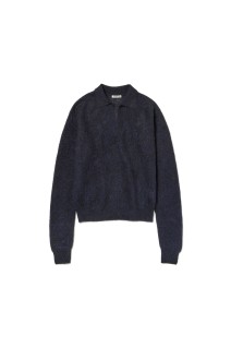 BABY SURI ALPACA SHEER KNIT SKIPPER POLO - NAVY (A25AP05AK)