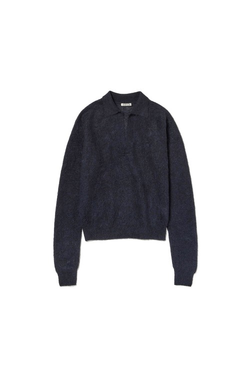 トップス BABY SURI ALPACA SHEER KNIT SKIPPER POLO BABY SURI ALPACA SHEER KNIT SKIPPER POLO - NAVY (A25AP05AK