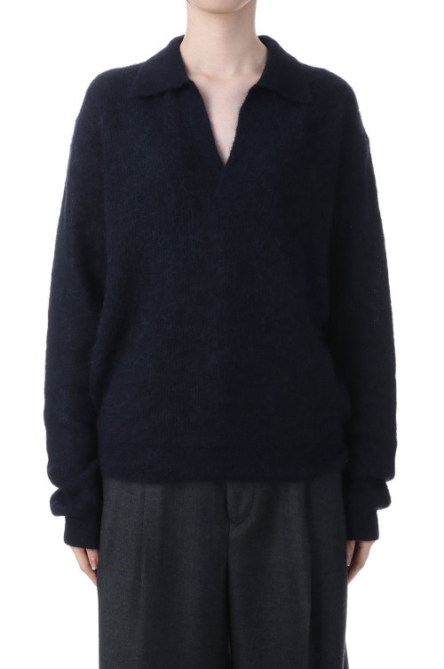 トップス BABY SURI ALPACA SHEER KNIT SKIPPER POLO BABY SURI ALPACA SHEER KNIT SKIPPER POLO - NAVY (A25AP05AK