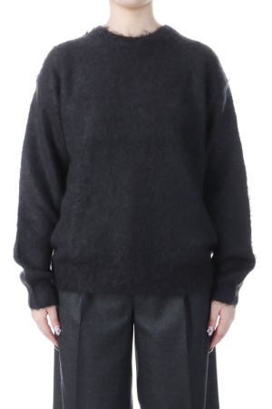 BRUSHED SUPER KID MOHAIR KNIT P/O - INK BLACK (A25AP04KM)
