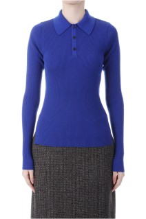 SUPER FINE WOOL HIGH GAUGE RIB KNIT POLO - ROYAL BLUE (A25AP04HW)