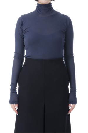 SUPER HIGH GAUGE SHEER RIB TURTLE NECK L/S TEE - NAVY (A00T02HF)