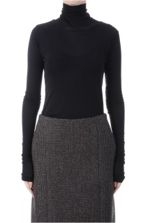 SUPER HIGH GAUGE SHEER RIB TURTLE NECK L/S TEE - BLACK (A00T02HF)