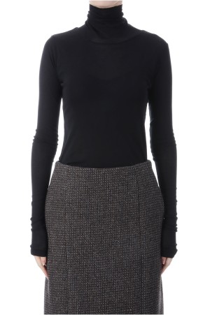 SUPER HIGH GAUGE SHEER RIB TURTLE NECK L/S TEE - BLACK (A00T02HF)
