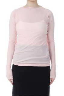 SUPER HIGH GAUGE SHEER RIB BOAT NECK L/S TEE - LIGHT PINK (A00T05HF)