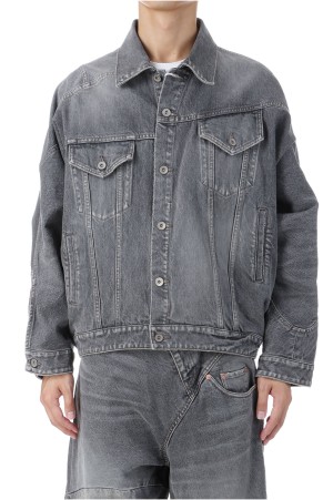 DISTORTED CUTTING DENIM JACKET - BLACK (25AW24BL235)