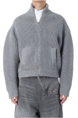 ZEBRA JACQUARD BRUSHED NO SLEEVE TOPS-GREEN-(22AW43KN81