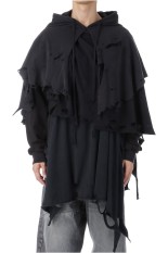 PHANTOM FRAYED HOODIE - BLACK (25AW34CS397)