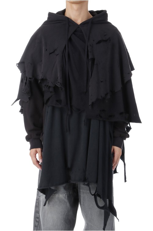 トップス doublet 25aw phantom frayed hoodie PHANTOM FRAYED HOODIE - BLACK (25AW34CS397) | セレクトショップ