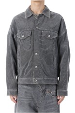 BONE APPLIQUE CORDUROY JACKET - GREY (25AW30BL238)