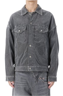 BONE APPLIQUE CORDUROY JACKET - GREY (25AW30BL238)