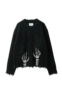 SKELTON SCRATCH KNIT PULLOVER - BLACK (25AW62KN189)