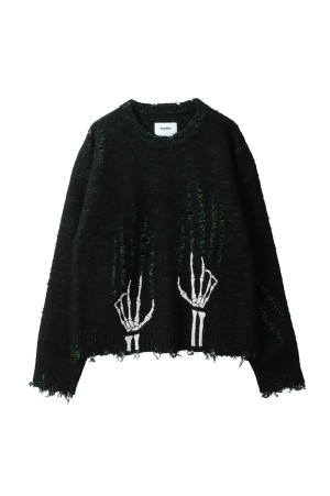 SKELTON SCRATCH KNIT PULLOVER - BLACK (25AW62KN189)