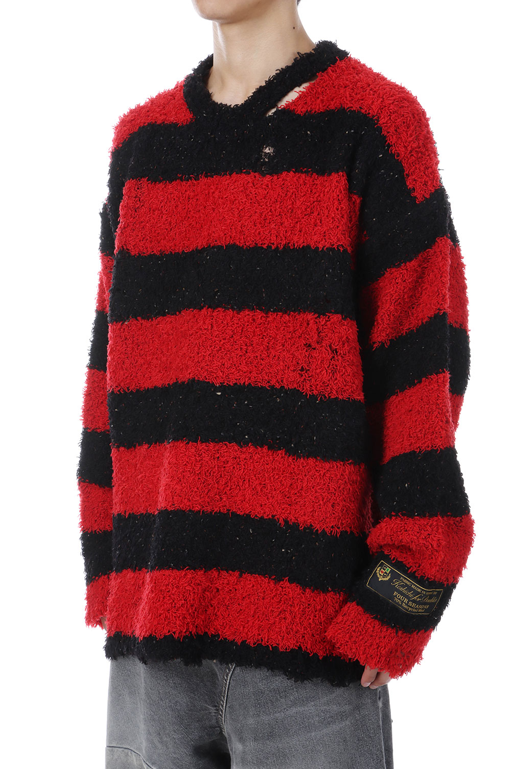 トップス doublet RECYCLED WOOL STRIPE KNIT RECYCLED WOOL STRIPE KNIT - RED/BLACK (25AW64KN193) | セレクト
