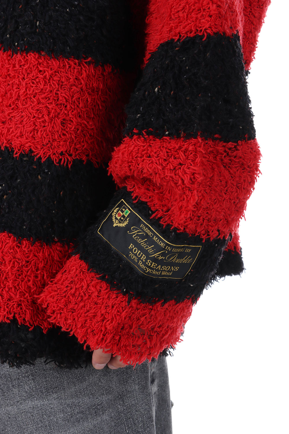 RECYCLED WOOL STRIPE KNIT - RED/BLACK (25AW64KN193