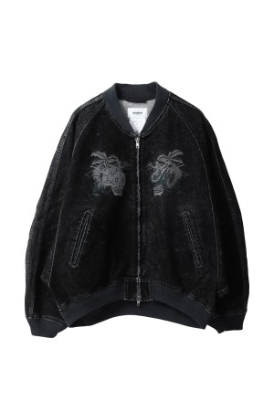 FLOCKED DEINM SOUVENIR JACKET - BLACK (25AW20BL237)