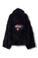 SINISTER MOUTH FAUX FUR JACKET - BLACK (25AW15BL228)