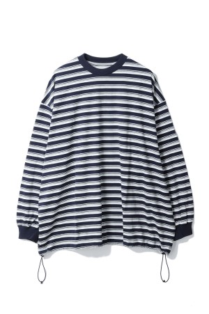 BALLOON STRIPES LONG SLEEVE T SHIRT - NAVY x WHITE border (25AW_03_1004AWCS03)