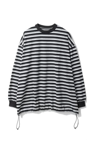 BALLOON STRIPES LONG SLEEVE T SHIRT - BLACK x WHITE border (25AW_03_1004AWCS03)