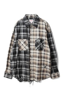 Repaired Crazy Checked Shirt - BLACK (G15SH057)