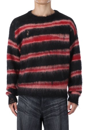 Distressed Border Mohair Sweater - BLACK (G15PO071)
