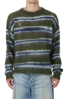 Distressed Border Mohair Sweater - KHAKI (G15PO071)