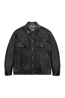 LEATHER TRUCKER JACKET ( TYPE-2 ) / BLACK (25FWE-WMO-BL02)