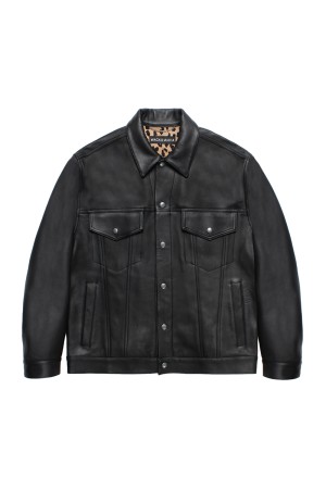 LEATHER TRUCKER JACKET ( TYPE-2 ) / BLACK (25FWE-WMO-BL02)