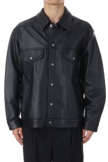 LEATHER TRUCKER JACKET ( TYPE-2 ) / BLACK (25FWE-WMO-BL02)