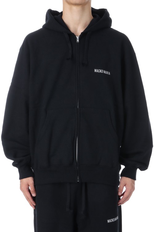 HEAVY WEIGHT FULL ZIP HOODED SWEAT SHIRT / BLACK (25FWE-WMC-SS01