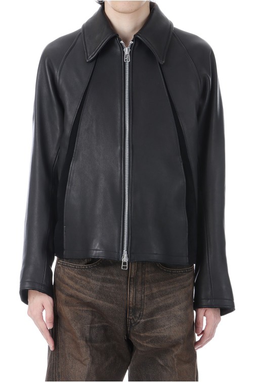 LEATHER PANELED ZIP UP JACKET - BLACK (NF252J07) | セレクト