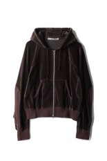 VELOUR ZIP UP HOODIE - BROWN (NF252T04)