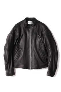LEATHER MOTORCYCLE JACKET - BLACK (NF252J06)