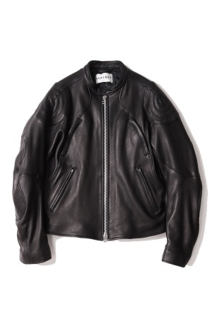 LEATHER MOTORCYCLE JACKET - BLACK (NF252J06)