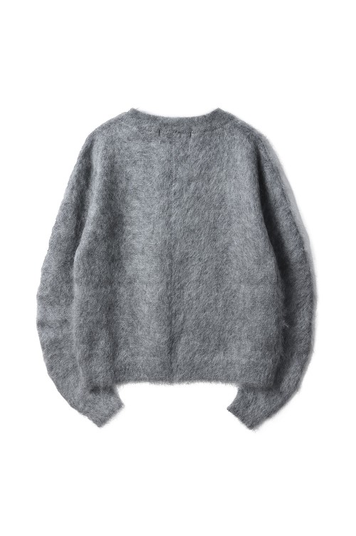 BRUSHED MOHAIR V-NECK SWEATER - LIGHT GREY (NF252K02) | セレクト
