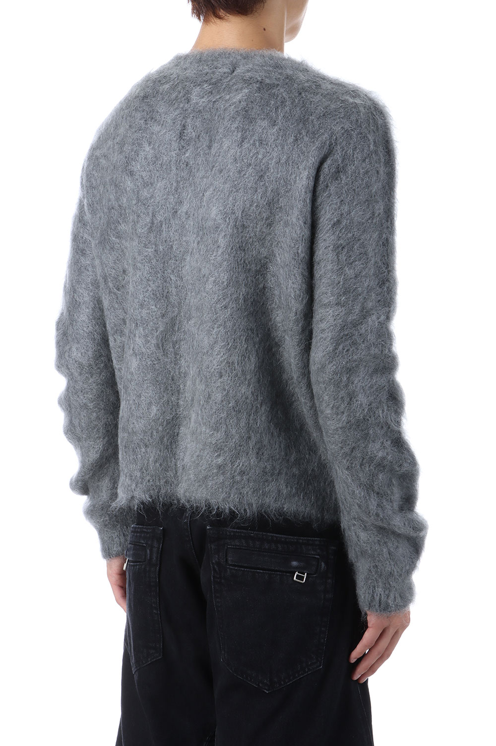 BRUSHED MOHAIR V-NECK SWEATER - LIGHT GREY (NF252K02) | セレクト