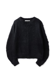 BRUSHED MOHAIR V-NECK SWEATER - BLACK (NF252K02)